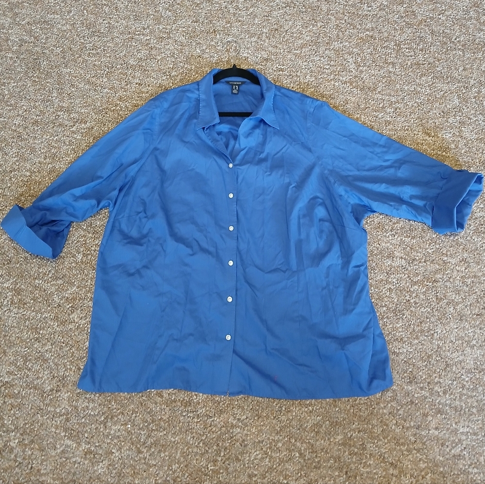 Lands' End Blue Button-Up Blouse